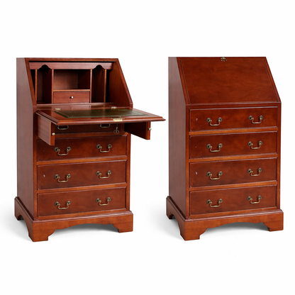 Vintage Yew Wood Compact Bureau Writing Desk