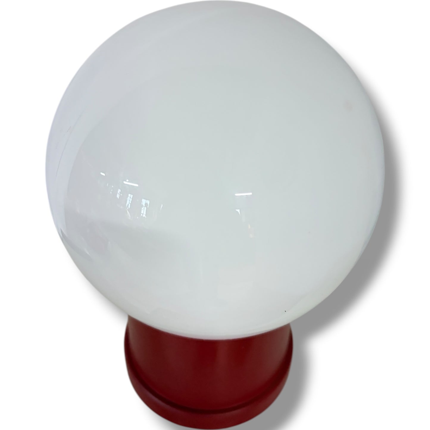 Vintage Space Age Lamp – Red Mushroom Table Lamp with Opaline Glass Shade