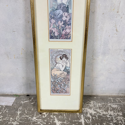 Alphonse Mucha “Topaz & Amethyst” Framed Prints – Art Nouveau Double Panel Wall Art