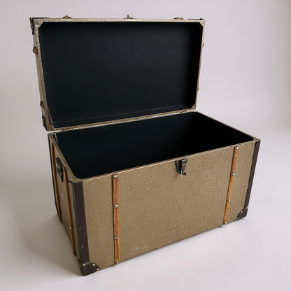 Vintage Grey Steamer Trunk | Antique Travel Chest