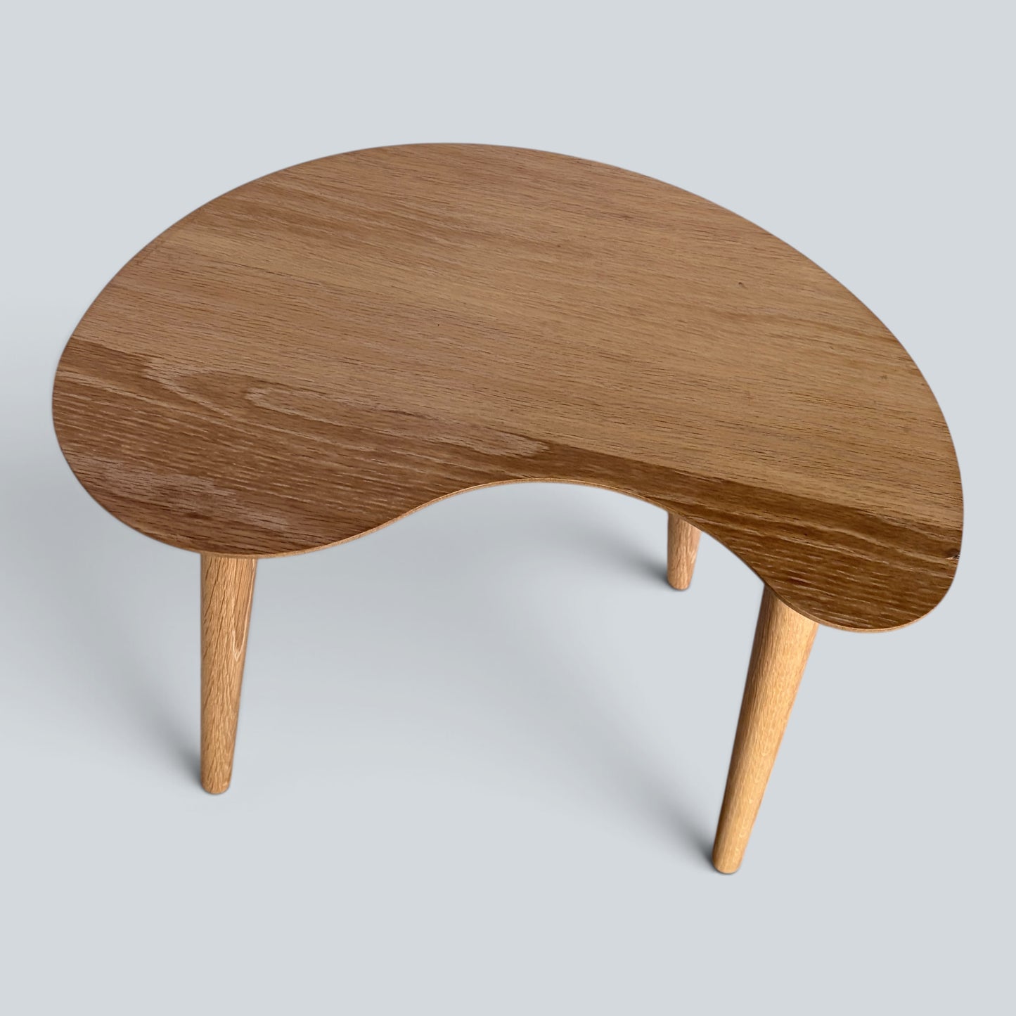 Mid Century Kidney Bean Oak Coffee Table Sculptural Organic Occasional Table