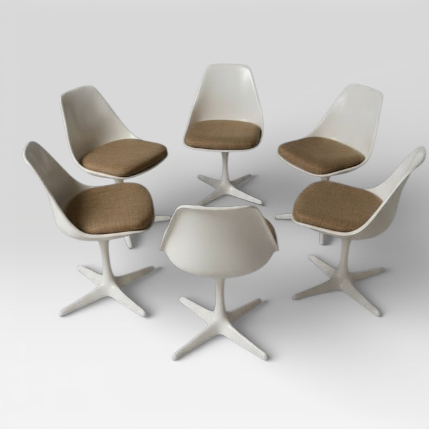 Arkana Tulip Chairs – Set of Six Mid Century Dining Room Chairs with Upholstered Seats