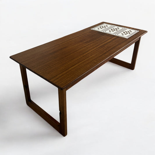 Mid Century Dark Wood Danish Tile Coffee Table