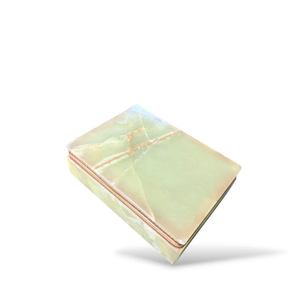 Italian Onyx Jewellery Box – Polished Green Marble Mid Century Jewelry Storage