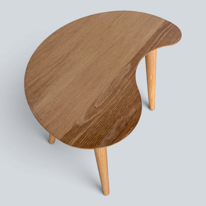 Mid Century Kidney Bean Oak Coffee Table Sculptural Organic Occasional Table