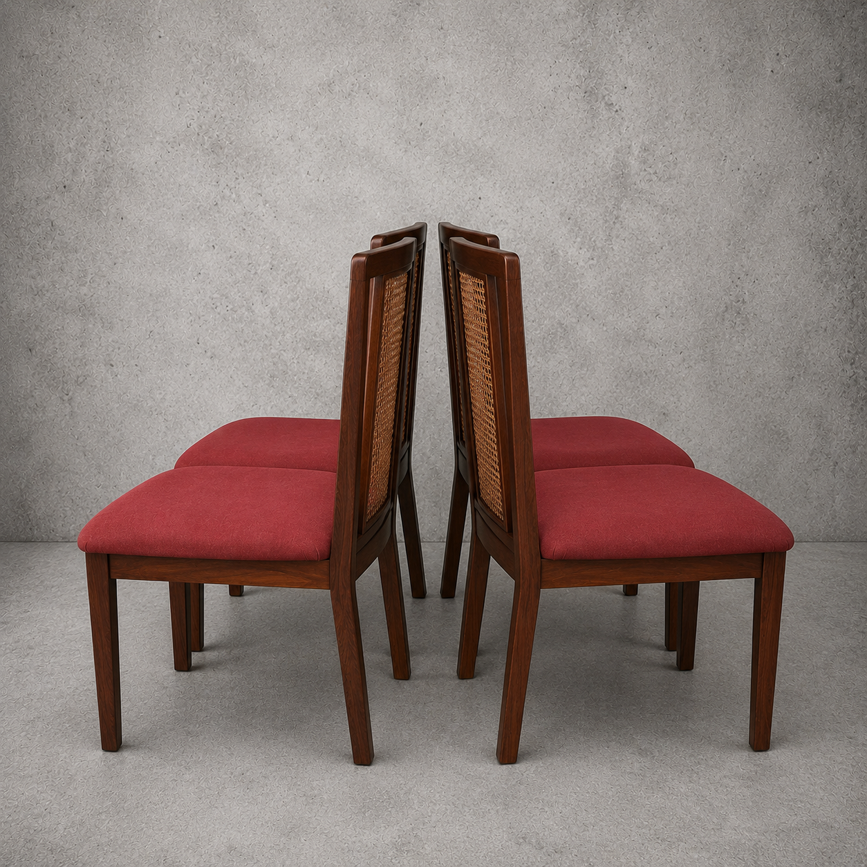 G Plan Afromosia Teak & Cane Dining Chairs – Set of Four