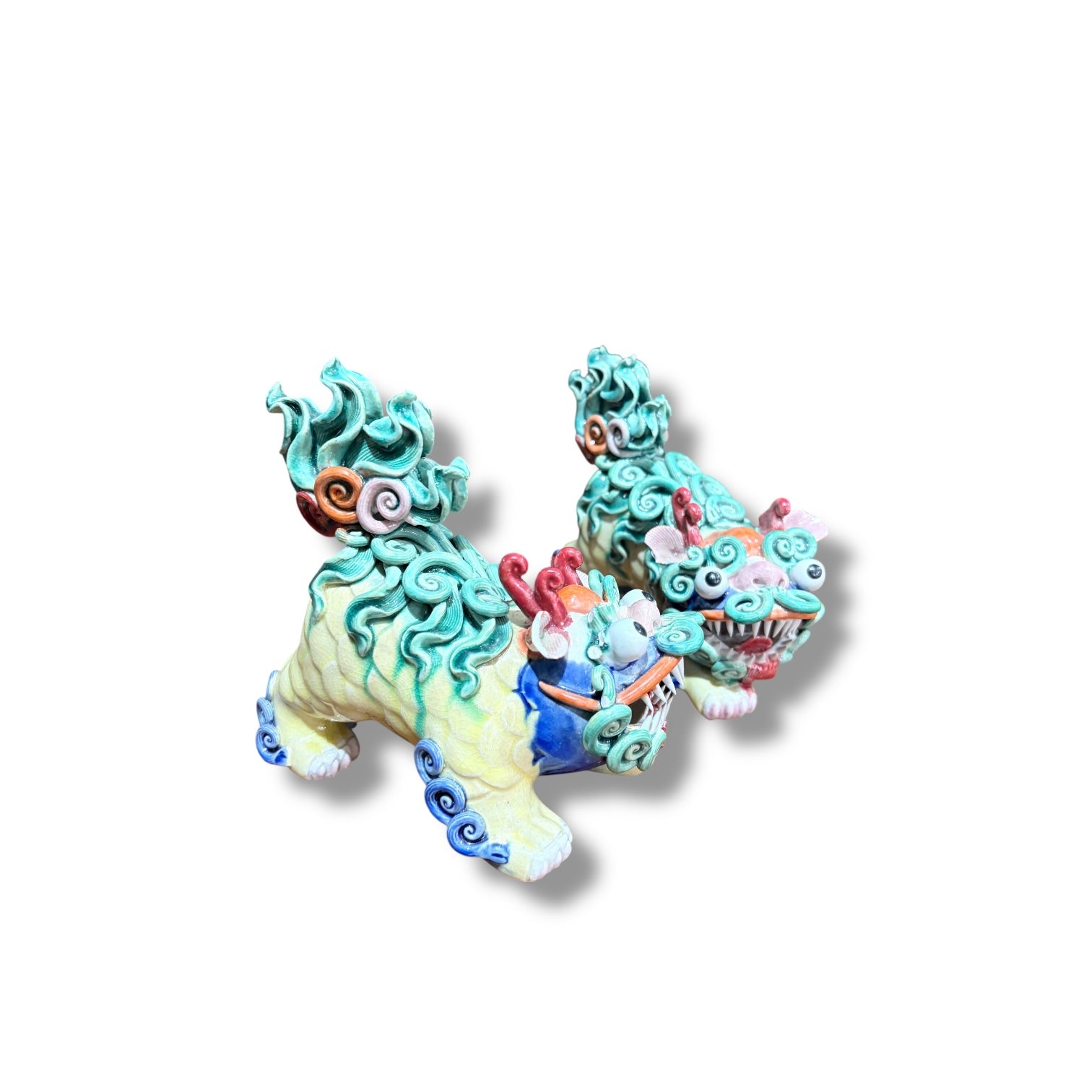 Pair of Decorative Foo Dogs – Hand-Painted Ceramic Guardians — view 4