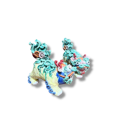 Pair of Decorative Foo Dogs – Hand-Painted Ceramic Guardians — view 4