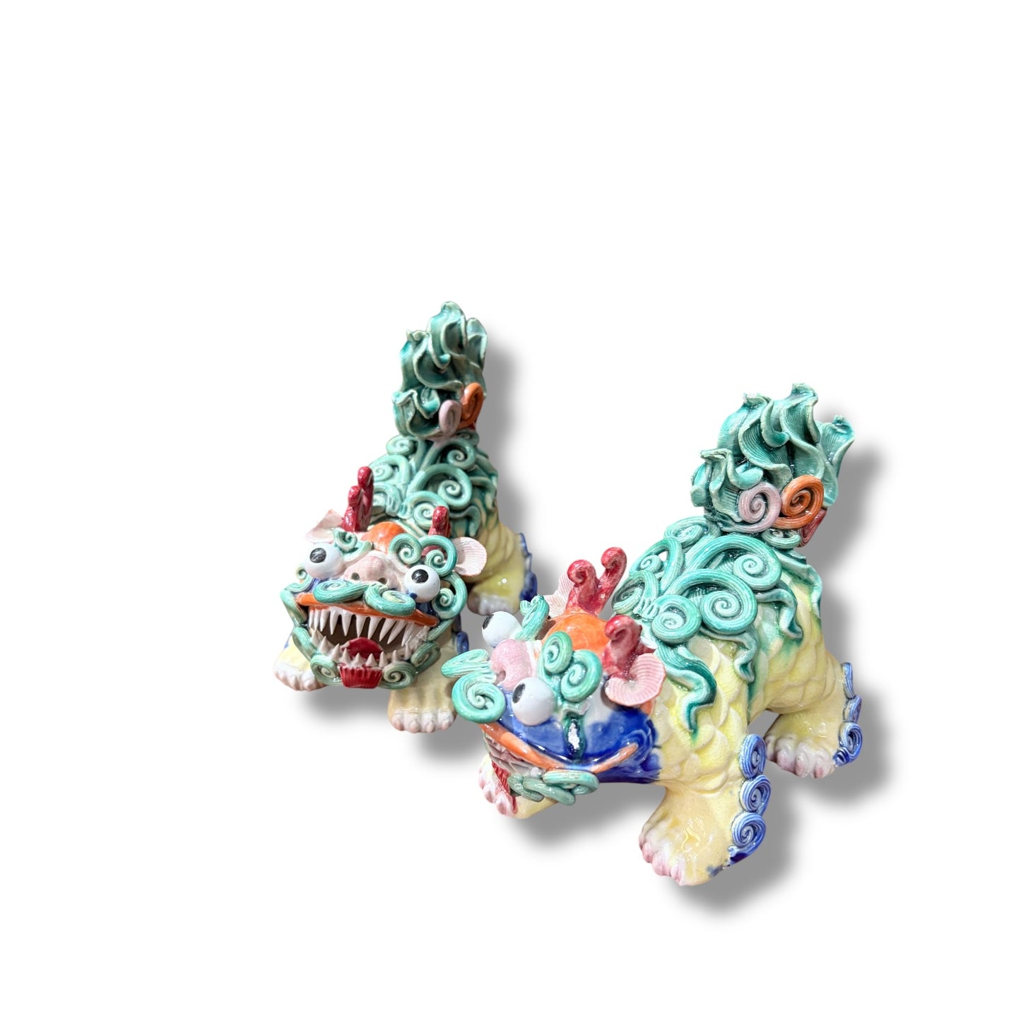Pair of Decorative Foo Dogs – Hand-Painted Ceramic Guardians — view 7