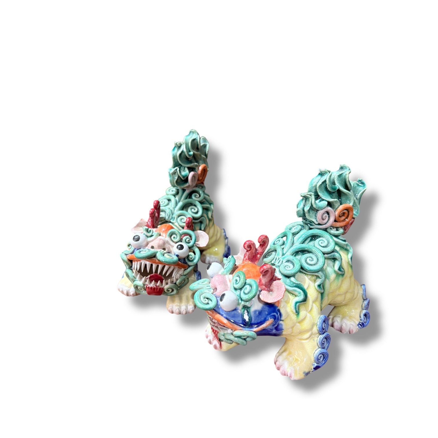 Pair of Decorative Foo Dogs – Hand-Painted Ceramic Guardians — view 7