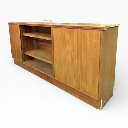 Mid Century Teak Sideboard – Vintage Storage Cabinet with Glazed Display