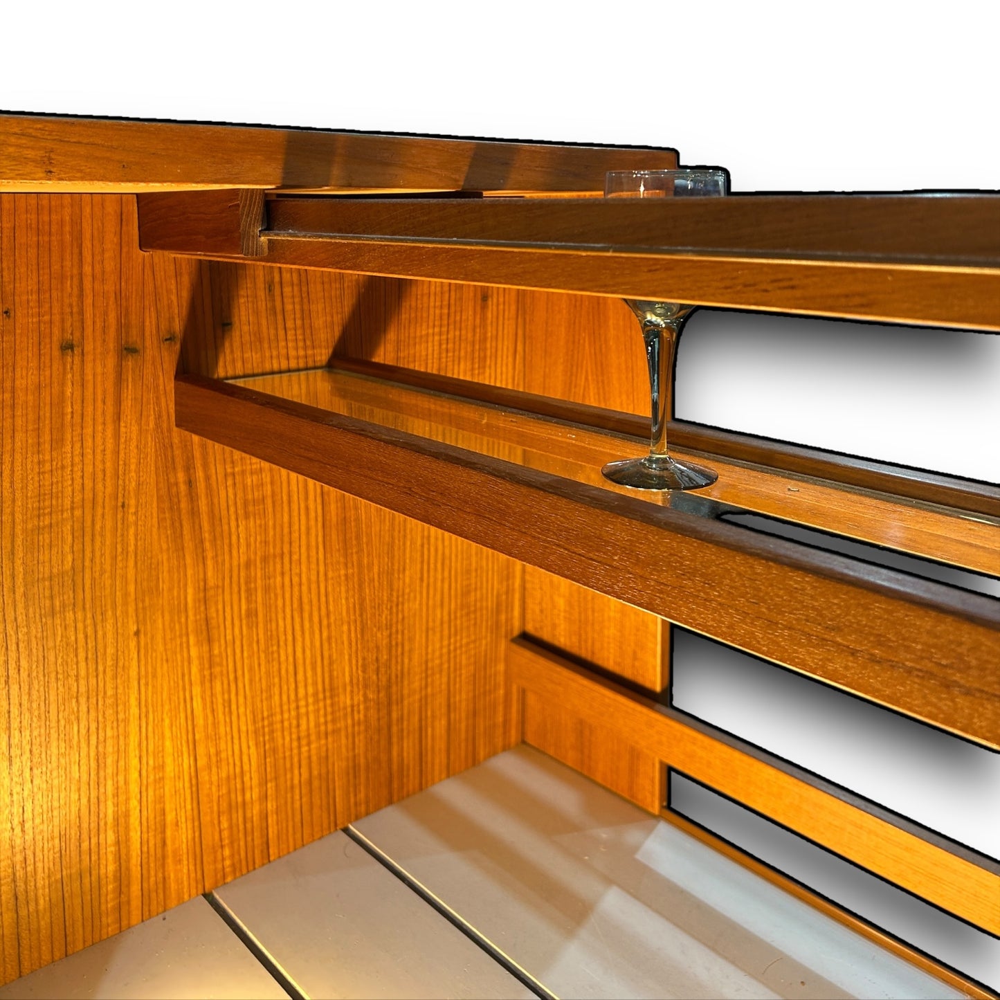 Niels Erik Glasdam Jensen Mid Century Danish Teak Expanding Bar Cart