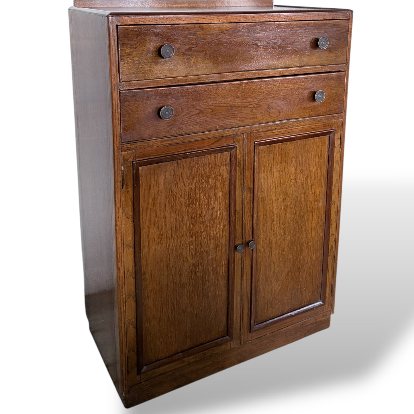 Vintage Arts and Crafts Oak Pantry Cabinet with Drawers