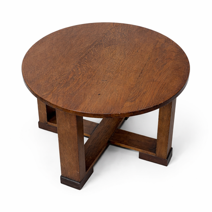 Arts & Crafts Oak Circular Low Table