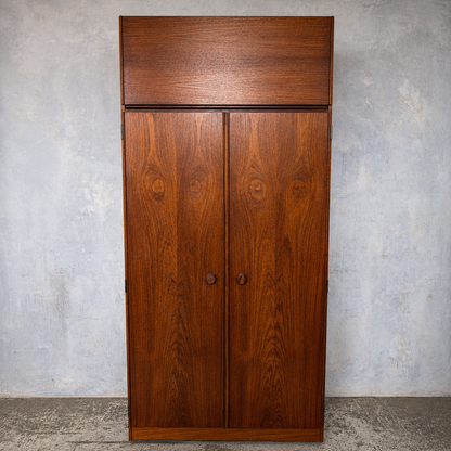 Mid Century Meredew Teak Double Wardrobe | Vintage British Bedroom Wardrobe