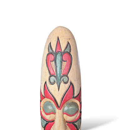 Folk Art Mask Sculpture – Hand-Carved Wooden Mid-20th Century Tribal Modernist Decor