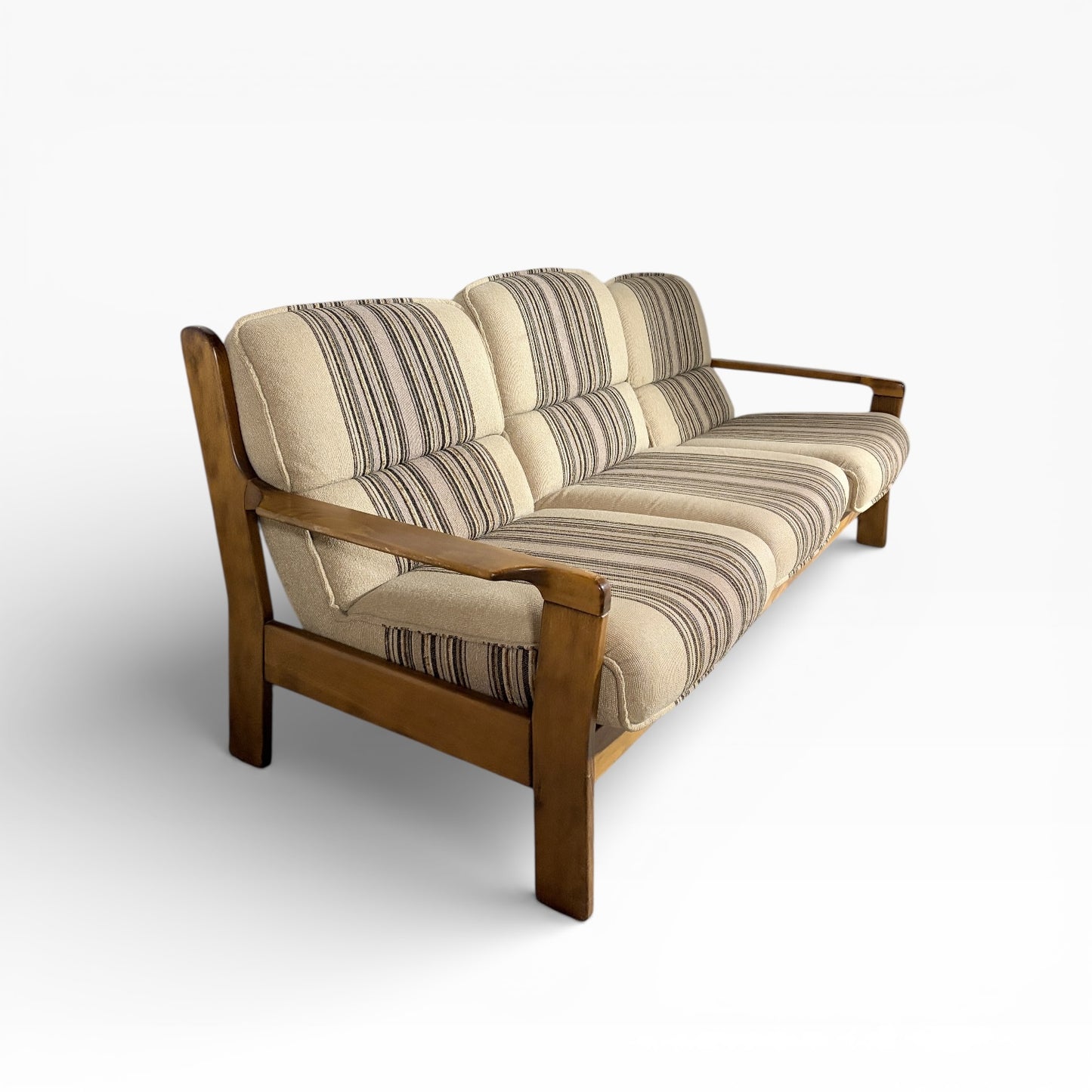 Mid-Century Danish Beech Three-Seater Sofa