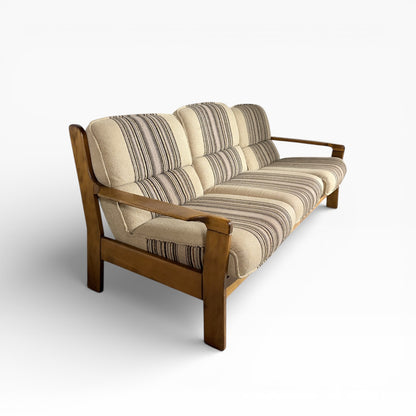 Mid-Century Danish Beech Three-Seater Sofa