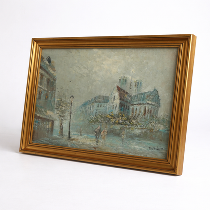 Signed Caroline Burnett Parisian Street Scene Oil Painting
