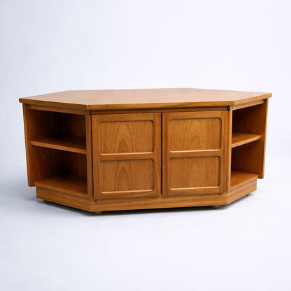Mid Century Nathan Teak Compact Media Unit / Corner TV Cabinet