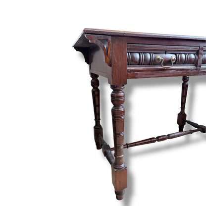 Mahogany, Pine & Oak Console Table with Two Drawers
