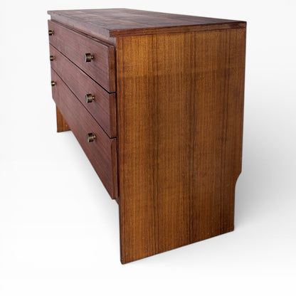 Mid-Century Teak Dresser | Vintage Meredew Chest with Brass Drawer Pulls
