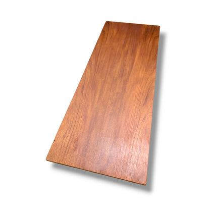 Danish Teak Coffee Table – Mid Century Vintage 1960s Solid Teak Top with Slatted Shelf