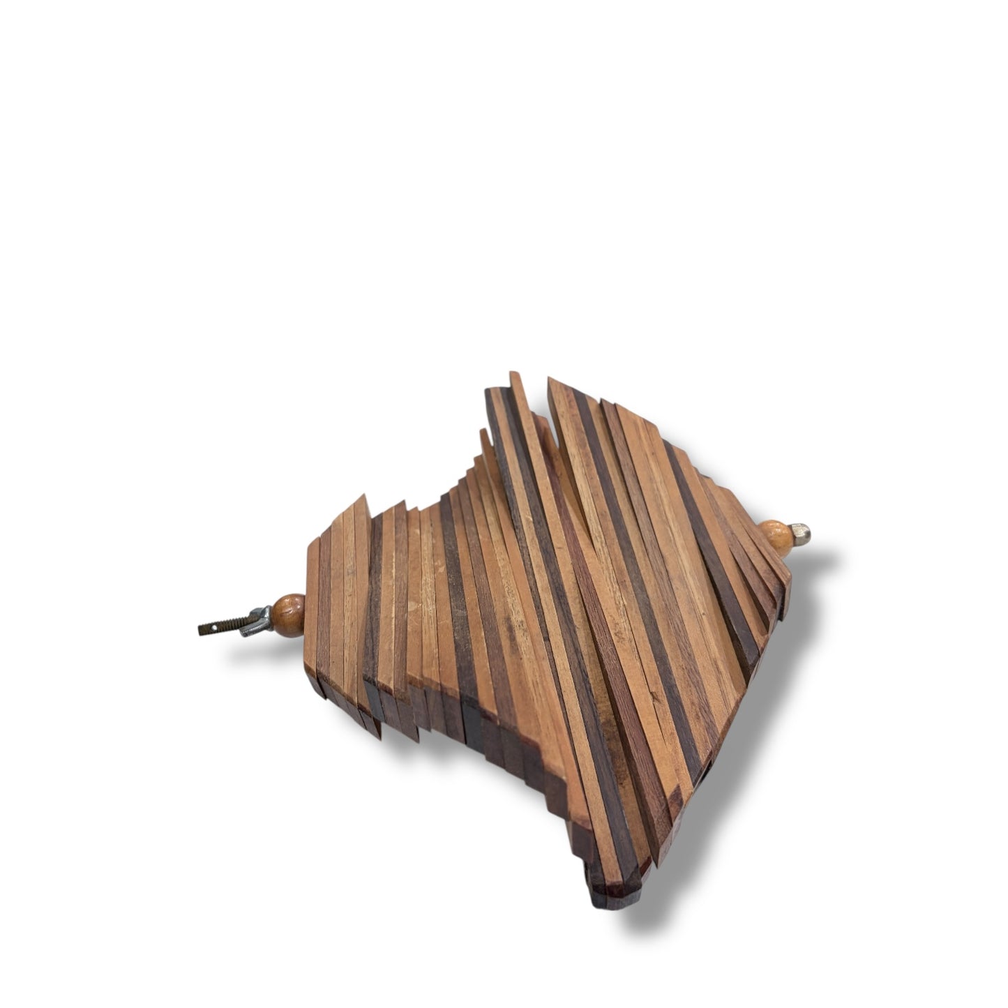 Teak & Oak Helix Sculpture – Handcrafted Wooden Art Piece