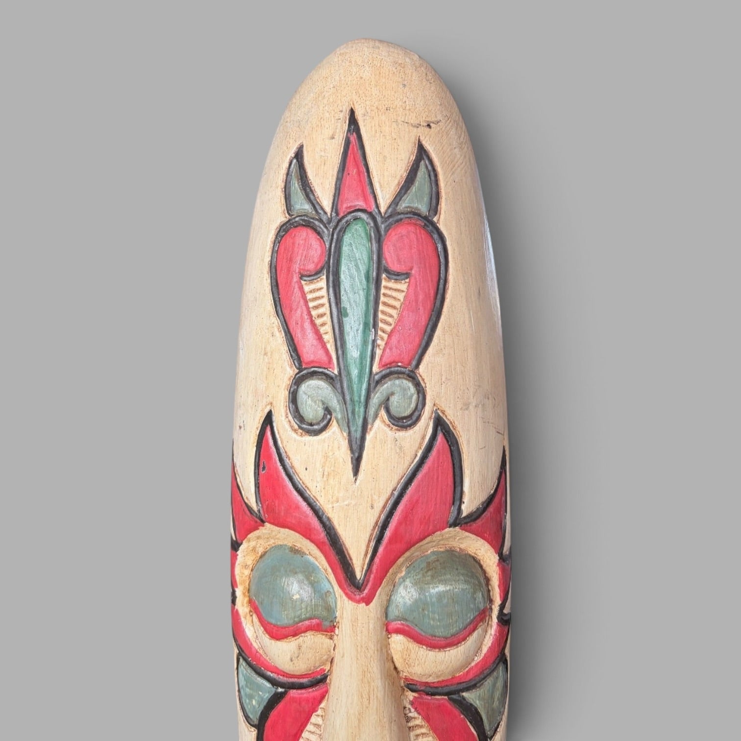 Vintage Indonesian Hand-Carved & Painted Tribal Figure Sculpture – Folk Art