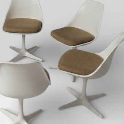Arkana Tulip Chairs – Set of Six Mid Century Dining Room Chairs with Upholstered Seats