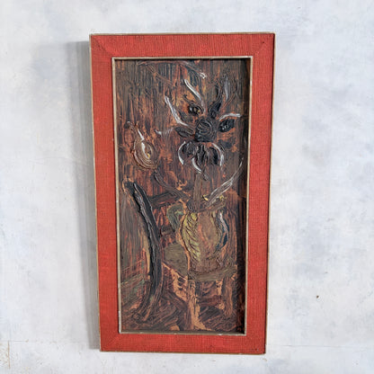 1966 Mid Century Brutalist Expressionist Oil Painting – Heavy Impasto Still Life – C. Bradshaw
