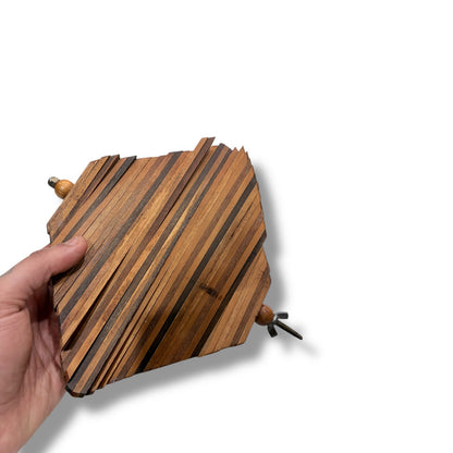 Teak & Oak Helix Sculpture – Handcrafted Wooden Art Piece