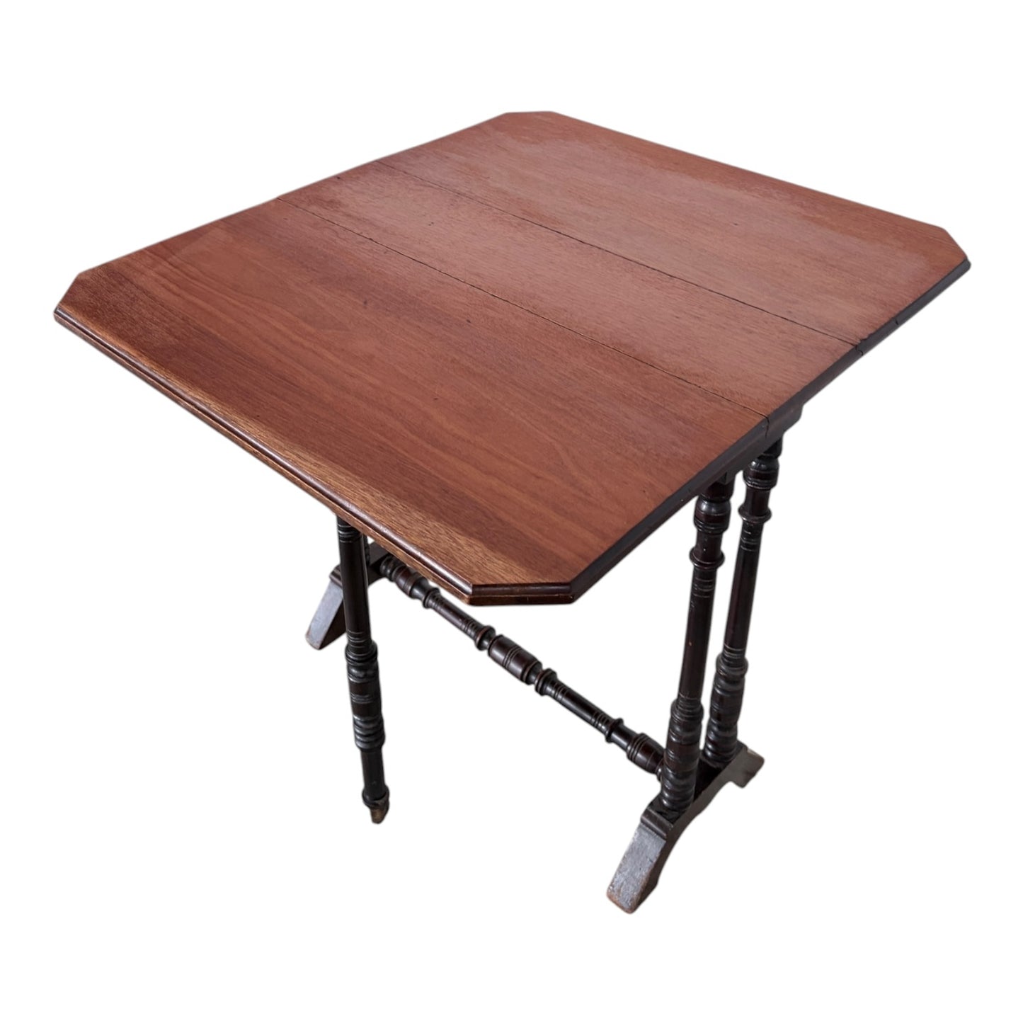 Victorian Teak & Mahogany Gateleg Side Table – Small Drop Leaf Occasional Table