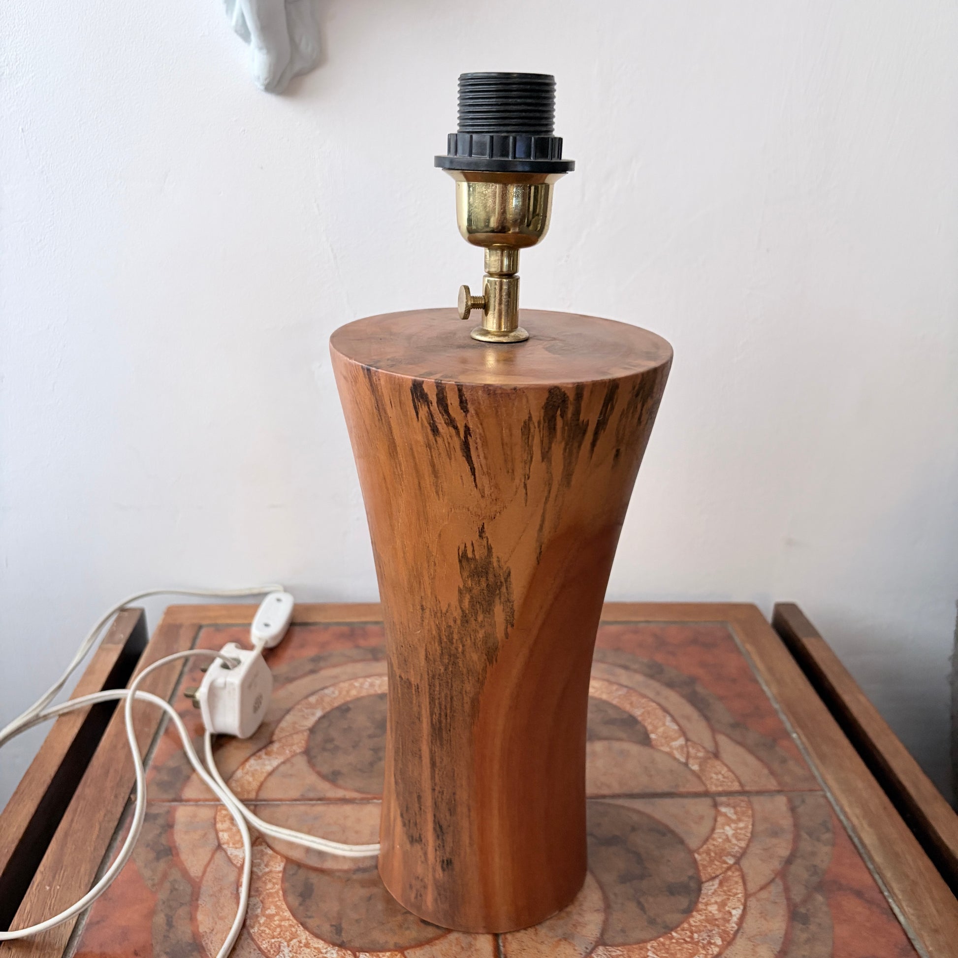 Mid Century Burr Walnut Sculptural Table Lamp