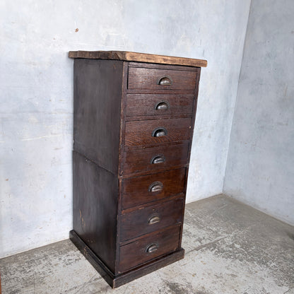 20th Century Banker’s Tiger Oak Tallboy Chest of Drawers