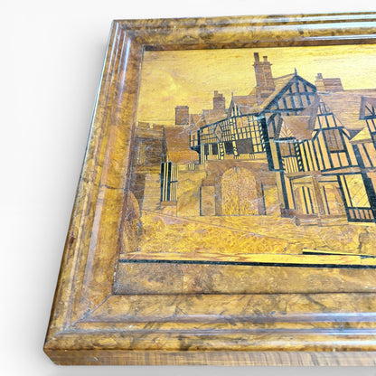 Antique Wood Marquetry Panel with Walnut Frame