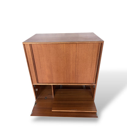 Danish Tambour Door Teak Media Unit / Storage Cabinet