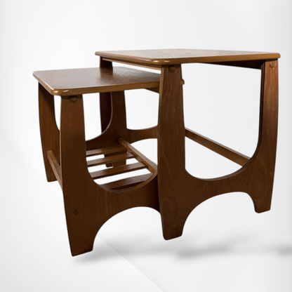 Mid Century Side Tables – Danish Nesting Two Piece Table Set with Curved Legs