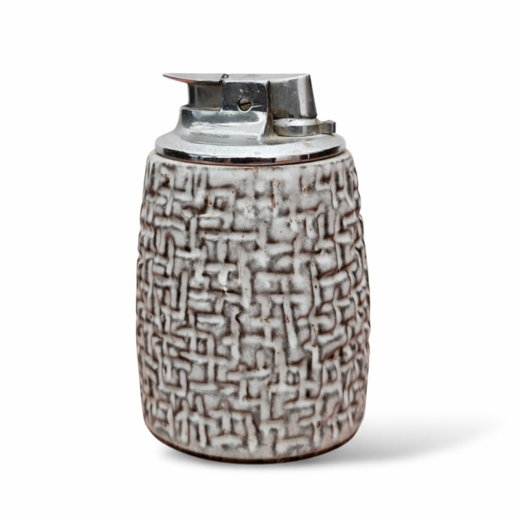 Vintage Swedish Ceramic Table Lighter – Textured Studio Pottery, Mid-Century