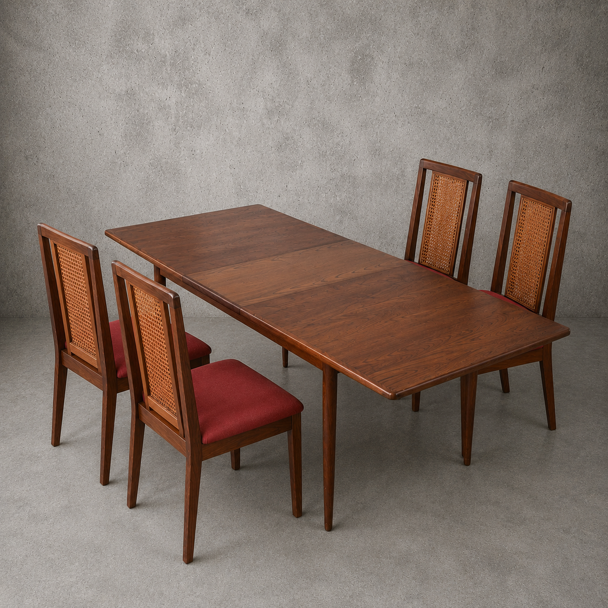 G Plan Fresco Teak Dining Table & Four Afromosia Cane Dining Chairs