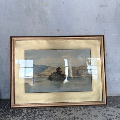 Antique 1868 Original Signed Landscape Oil Painting in Gilt Frame