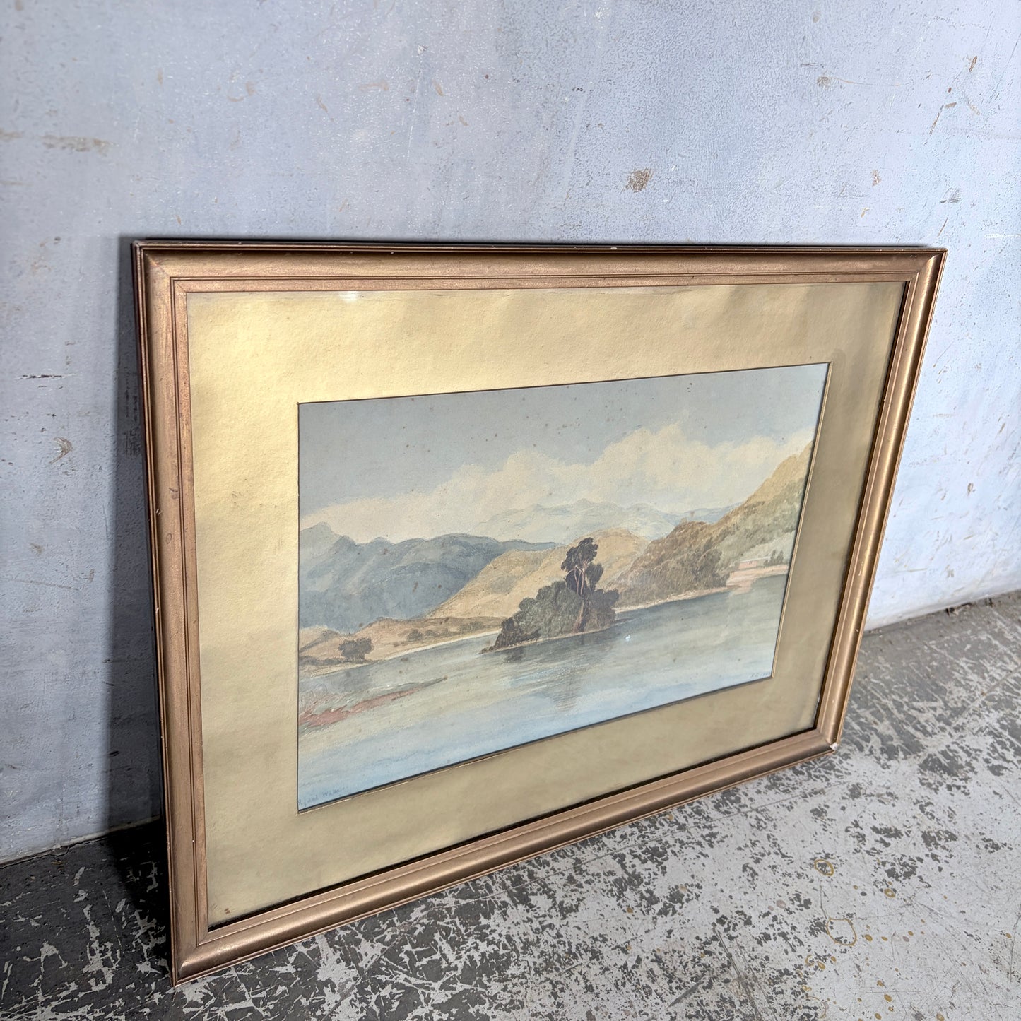 Antique 1868 Original Signed Landscape Oil Painting in Gilt Frame