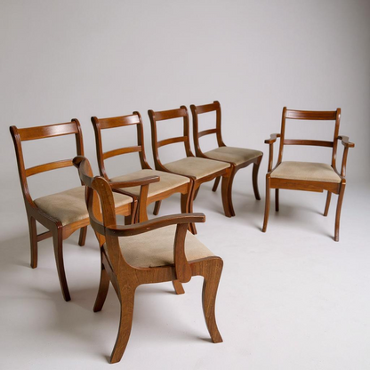 Mid Century Modern English Set of Six Dining Chairs