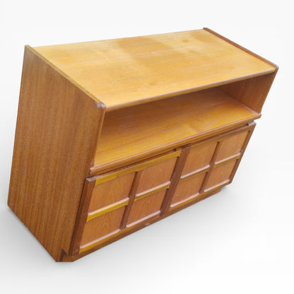 Mid Century Nathan Teak Sideboard Cabinet with Open Shelf – Vintage 1960s Compact Storage Unit