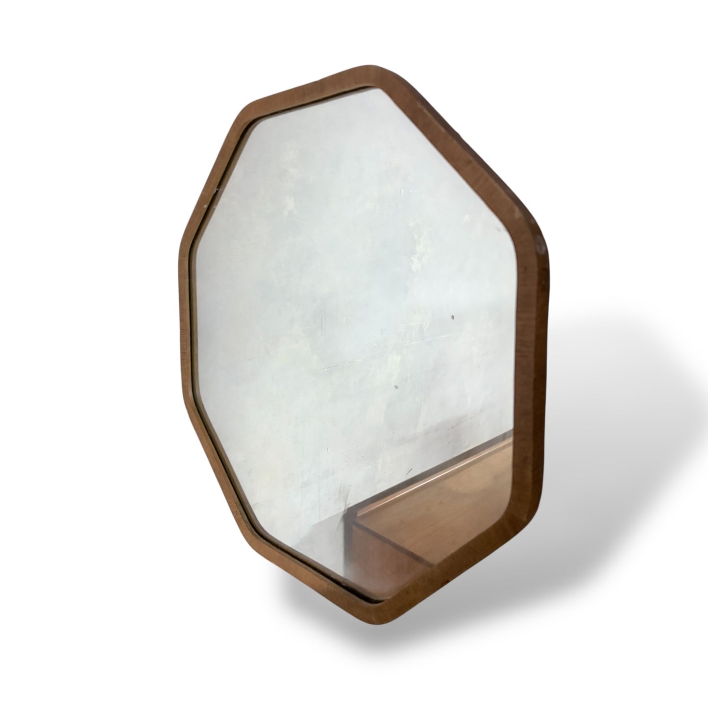 Vintage Oak Octagonal Wall Mirror