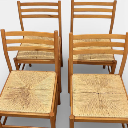 Italian Beech Dining Chairs – Set of Two Vintage Ladder Back Chairs