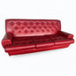 Mid Century Modern Red Vinyl Three Piece Leatherette Sofa