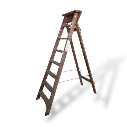 Vintage Wooden Step Ladder – Rustic Plant Stand