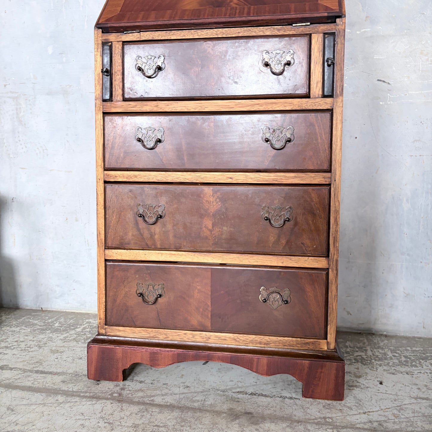 Antique Mahogany & Oak Fall-Front Writing Bureau | Compact Bureau Desk with Drawers