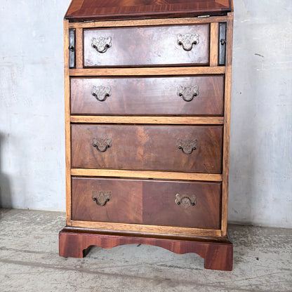 Antique Mahogany & Oak Fall-Front Writing Bureau | Compact Bureau Desk with Drawers